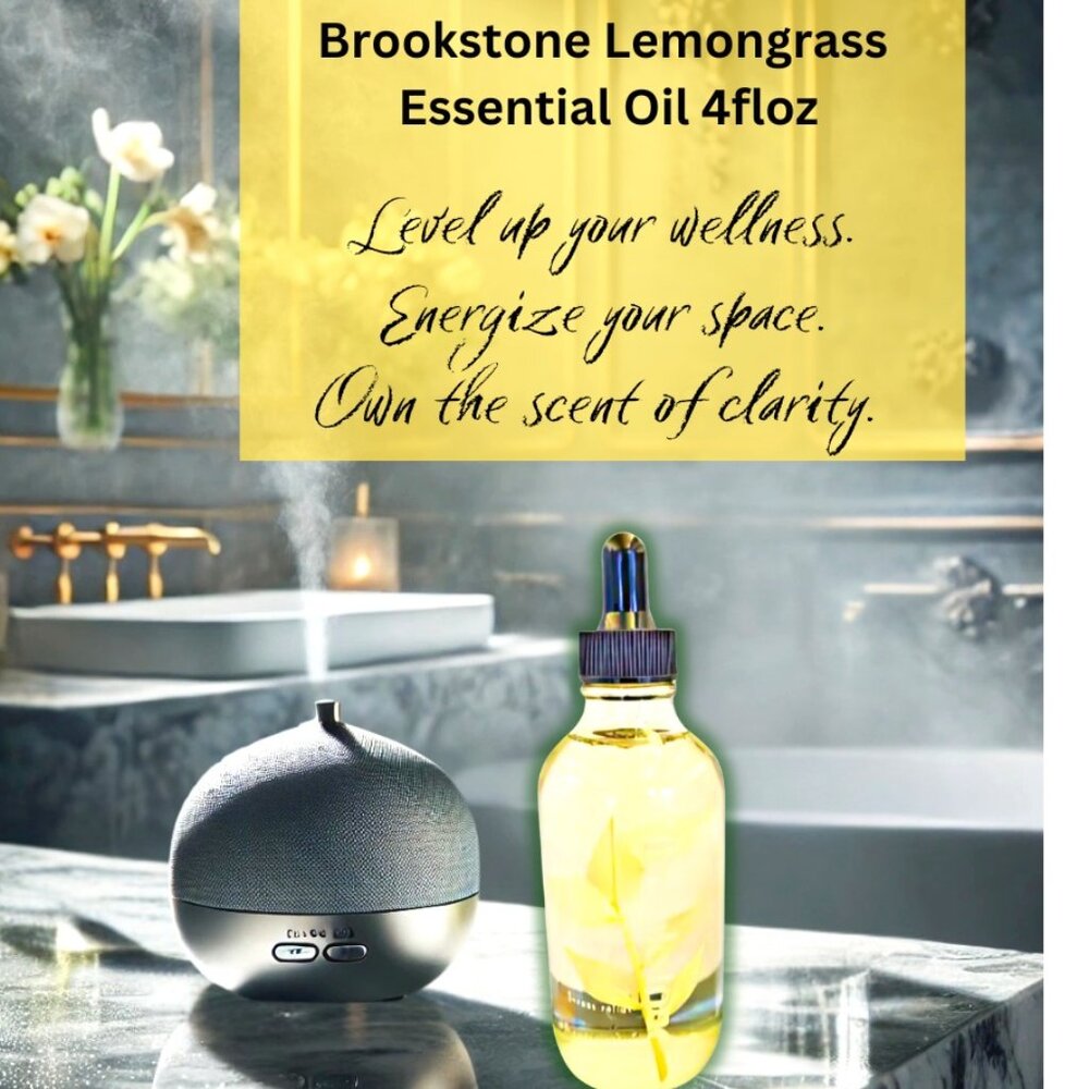 New Brookstone Lemongrass Oil: Energy, Clarity & Spa-Level Freshness 4 fl oz